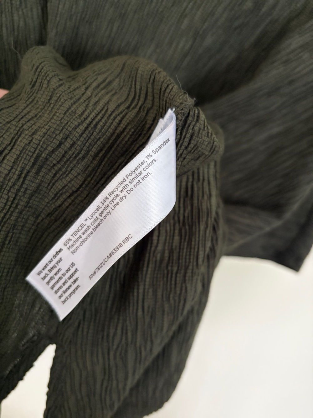 Eileen Fisher Olive Textured crinkle V-Neck Tunic - Picture 4 of 4